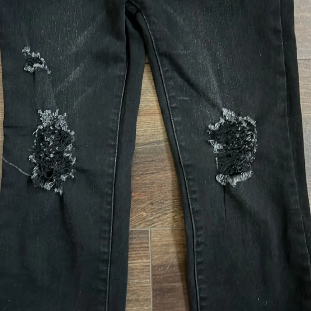 Joe’s Jeans Little Girls Size 8 Straight Leg Distressed Raw Hem Black Jeans